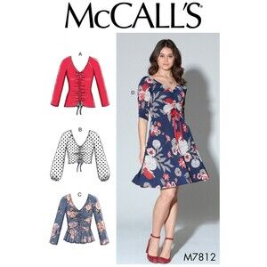 #M7812 McCall’s Misses Tops and Dress Sewing Pattern Size XSM-MED or 4-14 UNCUT